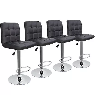 2/4 PCS Adjustable Bar Stools PU Leather Modern Dinning Chair W/Back Soft Use • $77.58