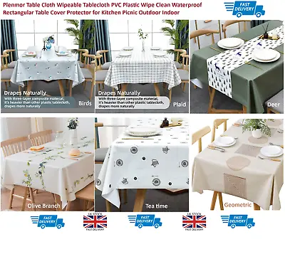 Wipe Clean Tablecloth Grade A+ PVC  Cover Waterproof Table Cloth Protector • £12.75