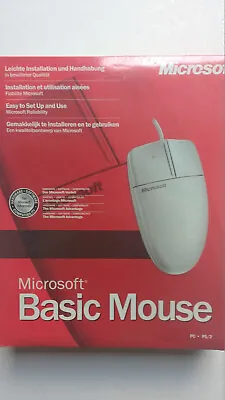 Microsoft Basic Mouse 1.0 PS/2 VINTAGE 2002 Wired Mouse New & Sealed • £28.99