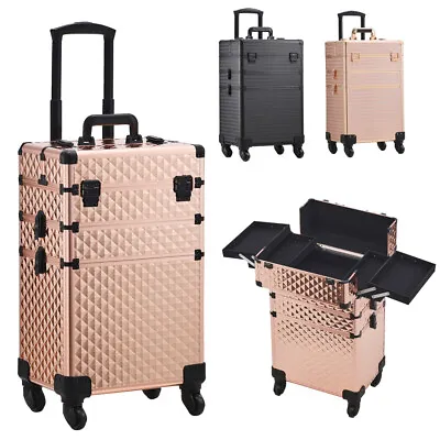 3 IN1 Design Vanity Makeup Trolley Beauty Cosmetic Case Hairdressing Nail Travel • £65.95