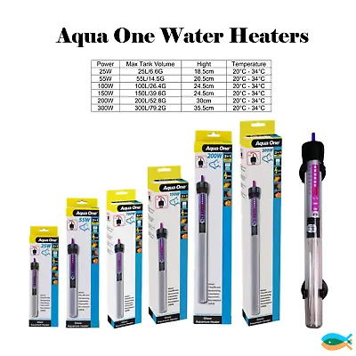 $27.90 • Buy Aqua One Submersible Glass Aquarium Fish Tank Heater