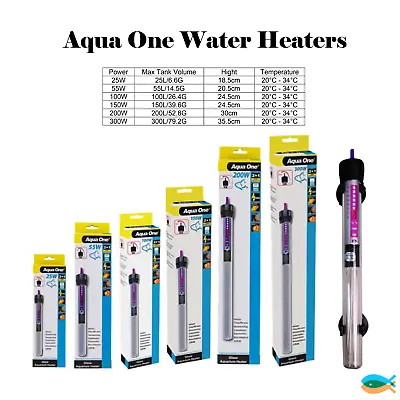 Aqua One Submersible Glass Aquarium Fish Tank Heater • $27.90