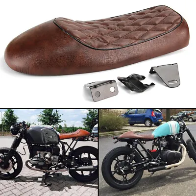 Motorcycle Cafe Racer Seat Vintage Saddle Flat For Harley Honda CB Suzuki Yamaha • $34.73