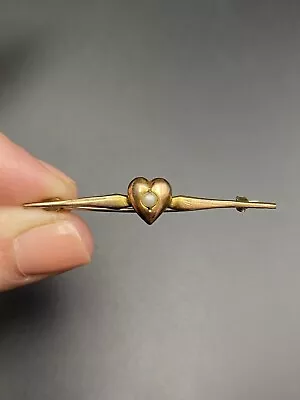 Antique Charles Horner Heart Brooch Rolled Gold • £45