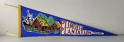 Plimoth Plantation Massachusetts Vintage Flag Pennant 8x26 MA Plymouth Mass • $12