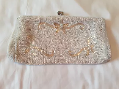 Vintage White Beaded Handbag Walborg • $16.20