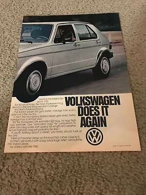 Vintage 1981 VOLKSWAGEN VW RABBIT DIESEL Car Print Ad 1980s RARE • $6.99