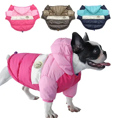 Winter Dog Coat Waterproof Puppy Pet Clothes Reflective Jacket Hoodie Yorkie Pug • £12.83