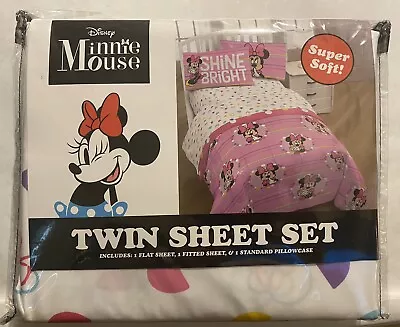 Disney Minnie Mouse Twin Sheet Set 3 Piece Set Super Soft New • $28.99