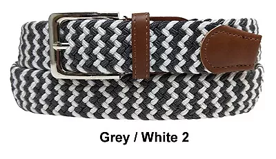 BASKET WEAVE NYLON WOVEN ELASTIC STRETCH BELT With BELT BUCKLE MULTI COLORS  • $8.95