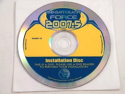 Merit Megatouch Force 2007.5 Installation Disc Dvd ~ No Security Key • $29