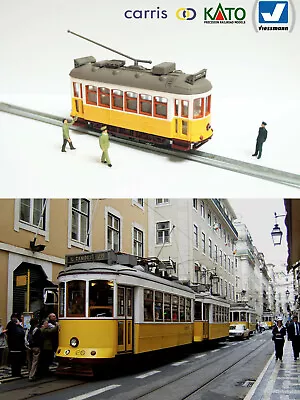 Yellow Lisbon Tram HO/N Gauge (HOe) - Motorized With Light NEW • £114