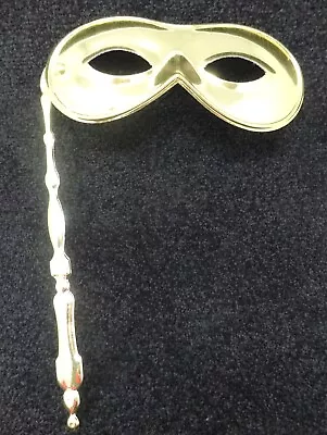 Ladies Or Mens Gold Venetian Masquerade Ball Mask Hand Held On Stick Pocket Size • £10.99