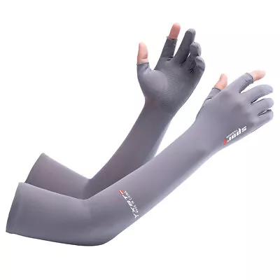 $13.99 • Buy UV Sun Protection Cooling Long Arm Driving Half Finger Gloves Sleeve Sports AU
