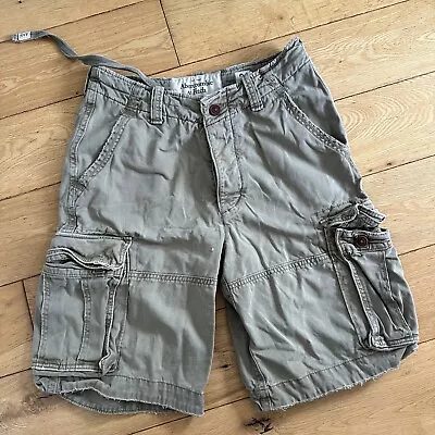 Abercrombie & Fitch Shorts Men’s W31 Beige Cargo Pockets Zip Fly Logo Cotton • £34.99