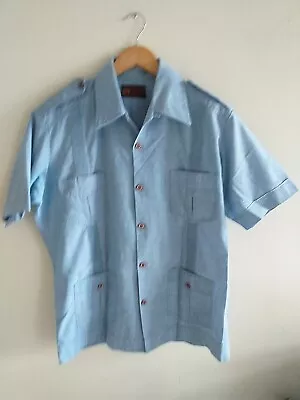 £22.99 • Buy Guayaberas Yucatecas Blue  Short Sleeve Shirt Size Large 40 Excellent 