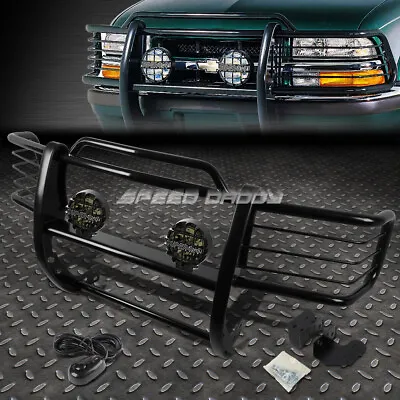 Black Brush Grille Guard+round Smoke Fog Light For 98-04 S10 Blazer/s15 Sonoma • $296.97