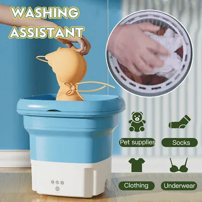 Mini Folding Washing Machine Portable For Clothes With Dryer Bucket Travel Wash • $57.26