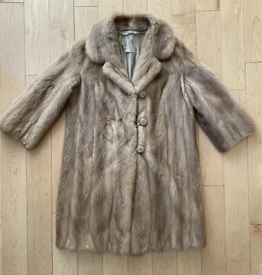 Vintage 1950s I. Shuman & Sons Boston  Blonde ?Mink? Fur Coat 3/4 Slv  FLAWS • $99.99