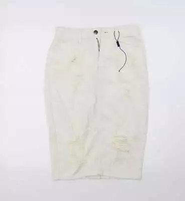 Missguided Womens White Cotton Straight & Pencil Skirt Size 6 Zip • £5