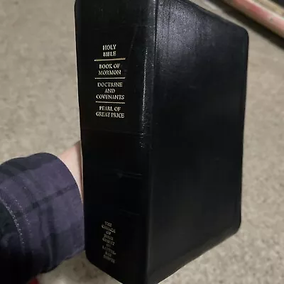 Quad Black LDS Scriptures Holy Bible Book Of Mormon Indexed Bonded Leather • $44.99