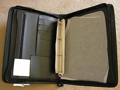 MASTERS Exec Zipped Folio Ring-binder Black Soft Leather Look 35.5x26x4.5 Cm  BN • £10