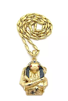 Egyptian Horus Bird Crook Flail Pendant Various 24  Chain Hip Hop Necklace XZ132 • $17.99