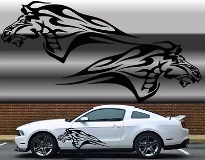 Universal Mustang Flaming Horse Truck Or Car Decal Set In Black 20 X48  • $28