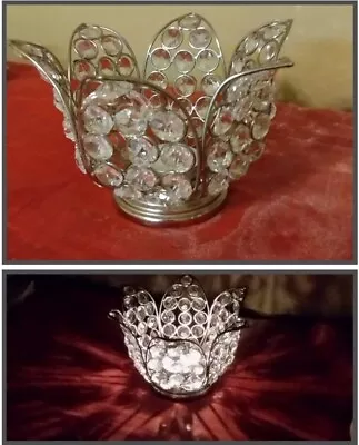 Z Gallerie Crystal Bling Lotus Flower Candle Holder Perfect W Tea Light GORGEOUS • $24