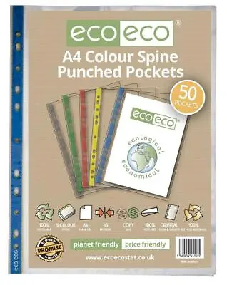 A4 100% Recycled Bag 50 Colour Spine Multi Punched Pockets • £5.59