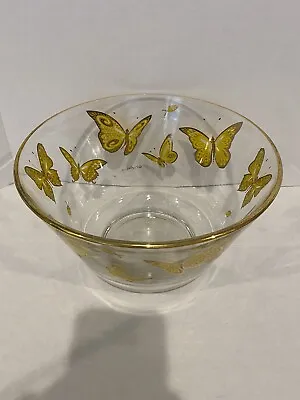 Culver Mid-century Modern Punch Bowl Gold Butterflies RARE • $79.99