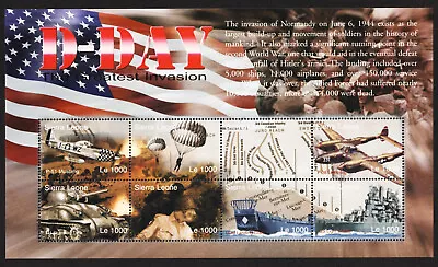 D-Day Invasion WWII 8 Stamp Souvenir Mini Sheet Postage Boats Map Vintage Planes • $6.95