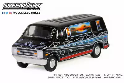 Greenlight 1:64 Vannin' 1977 Dodge B-100 Custom Van Mountain Sunrise 30475 • $6.65
