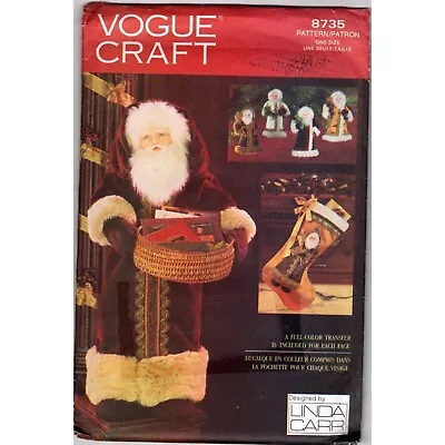 Father Christmas Stocking Card Holder Ornaments Sewing Pattern  Vogue 8735 Uncut • $7.20