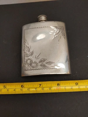 £5 • Buy 3 Oz Sheffield Pewter Hip Flask Marked FB Made In England With Dings And Dents