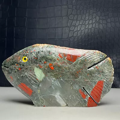 Natural Crystal Mineral Specimen. African Blood Stone. Hand-carved Fish.GIFT.QP • $0.99