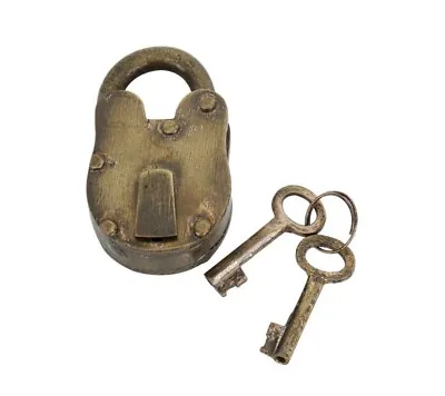 3 H Antique Lock Old Style With Keys Padlock & Keys Pirate Lock Vintage Lock • $14.99