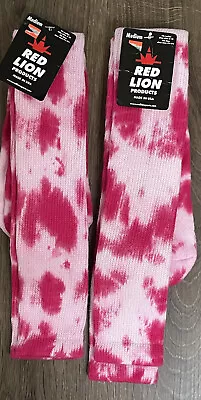 Vintage NOS New Red Lion Tie Dye Pink White Tube Socks Size 9-11 LOT 2 Pairs • $13.17