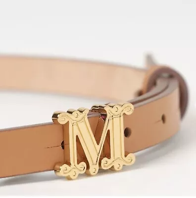 Beige Max Mara M Graziata Leather Belt Size L • $150