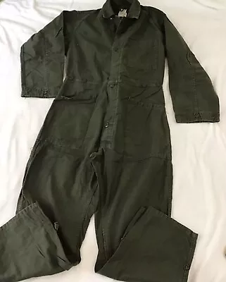 Vintage Vietnam Military OG-107 Sateen Cotton Fatigue Coveralls Jumpsuit Medium • $29.95