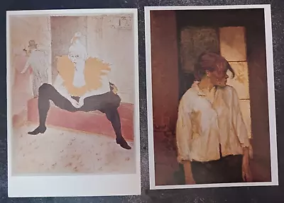 Lot 2 Postcards Toulouse-Lautrec Rosa La Rouge Seated Clowness Art Unposted • $8.95