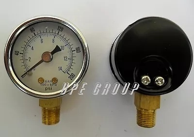 $10.19 • Buy NEW Pressure Gauge Water Oil Gas Air Compressor 1.5 Face 0-200 Lower Mnt 1/8 Npt