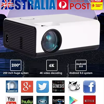 22000 Lumens 1080P HD Android WiFi 3D Projector Home Theatre Video Cinema HDMI • $97.59
