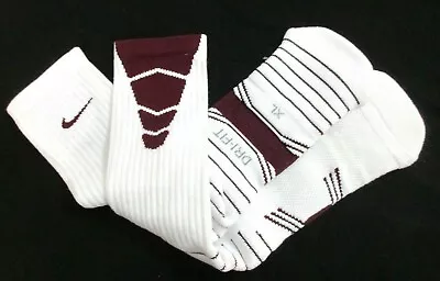 Nike Sport Dri Fit Vapor Football Crew SIZE XL Socks White & Maroon  PXS311 151 • $6.99