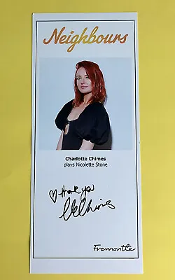 CHARLOTTE CHIMES As Nicolette Stone - NEIGHBOURS Signed Cast Fan Card • £4.99
