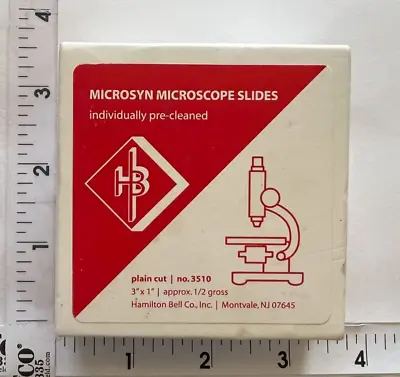 HB Microsyn Microscope Slides 3  X 1  Plain Cut No 3510 (Box Is About Half Full) • $5