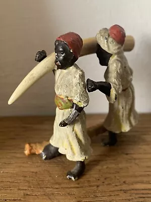 Rare Antique Lead Arab Toy Figurines George Heyde Carrying Tusk Ivory Miniature • £22