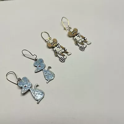 Lot Of 2 Earrings Pierced Dangle - Rat / Mouse Enamel On Metal Handcrafted • $10.99