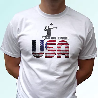 USA Volleyball T Shirt Flag Art Top Sport Gift Tee Mens Womens Kids Sizes • $12.42