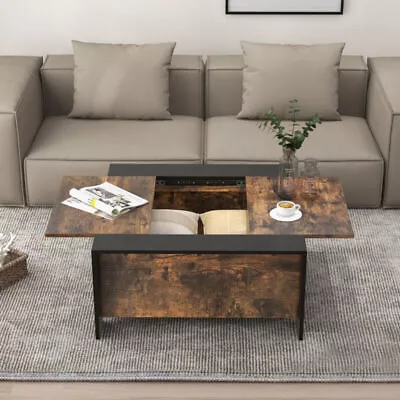 Rustic Wooden Coffee Table With Storage Industrial Itzcominghome Living Room • £99.99